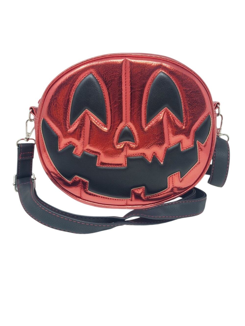 Love Pain And Stitches Jack O Lantern Crossbody Purse Pumpkin Kult Red Chrome